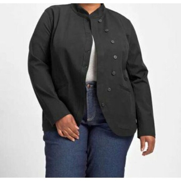 Universal Standard Willa Jacket 4XL Womens New Black Curved Twill Button Front - Picture 2 of 10
